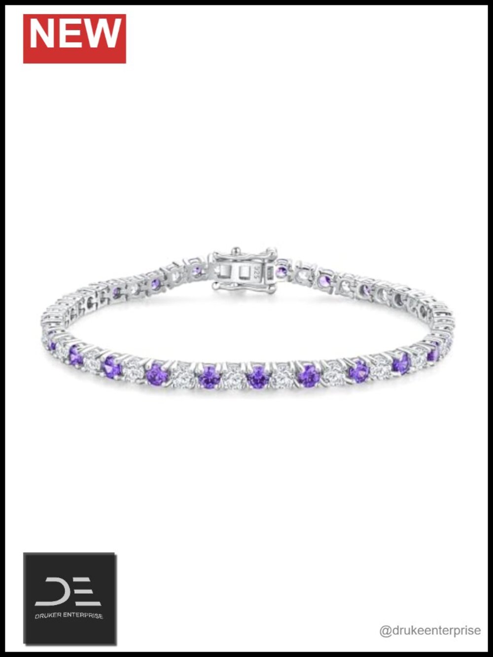 Sterling Silver Birthstone Tennis Bracelet 5A Cubic Zirconia 7.25"